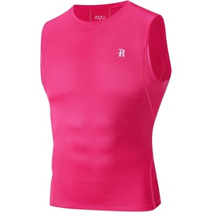 image:imageRunhit Sleeveless Compression Shirt Men Tank Top Athletic Muscle Shirts for MenRose Red