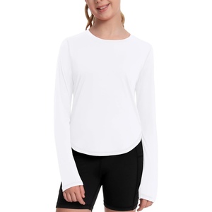 image:imageRunhit UPF 50 Rash Guard for Girls Quick Dry Athletic Tops Kids UV Sun Protection Shirt Workout Long Sleeve ShirtsWhite