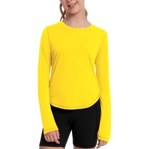 image:imageRunhit UPF 50 Rash Guard for Girls Quick Dry Athletic Tops Kids UV Sun Protection Shirt Workout Long Sleeve ShirtsYellow