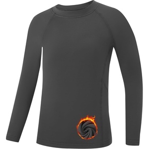 image:imageRunhit Youth Boys Compression Thermal Shirt Long Sleeve Fleece Base Layer Undershirt for Football Baseball Soccer BasketballDark Gray