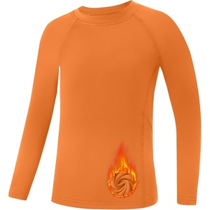 image:imageRunhit Youth Boys Compression Thermal Shirt Long Sleeve Fleece Base Layer Undershirt for Football Baseball Soccer BasketballOrange