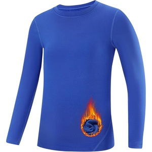 image:imageRunhit Youth Boys Compression Thermal Shirt Long Sleeve Quick Dry Fleece Undershirt Kids Baseball Football Base LayerBluecrewneck