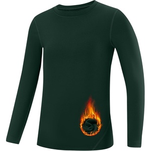 image:imageRunhit Youth Boys Compression Thermal Shirt Long Sleeve Quick Dry Fleece Undershirt Kids Baseball Football Base LayerDark Greencrewneck