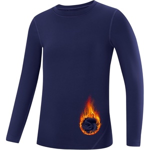 image:imageRunhit Youth Boys Compression Thermal Shirt Long Sleeve Quick Dry Fleece Undershirt Kids Baseball Football Base LayerNavycrewneck