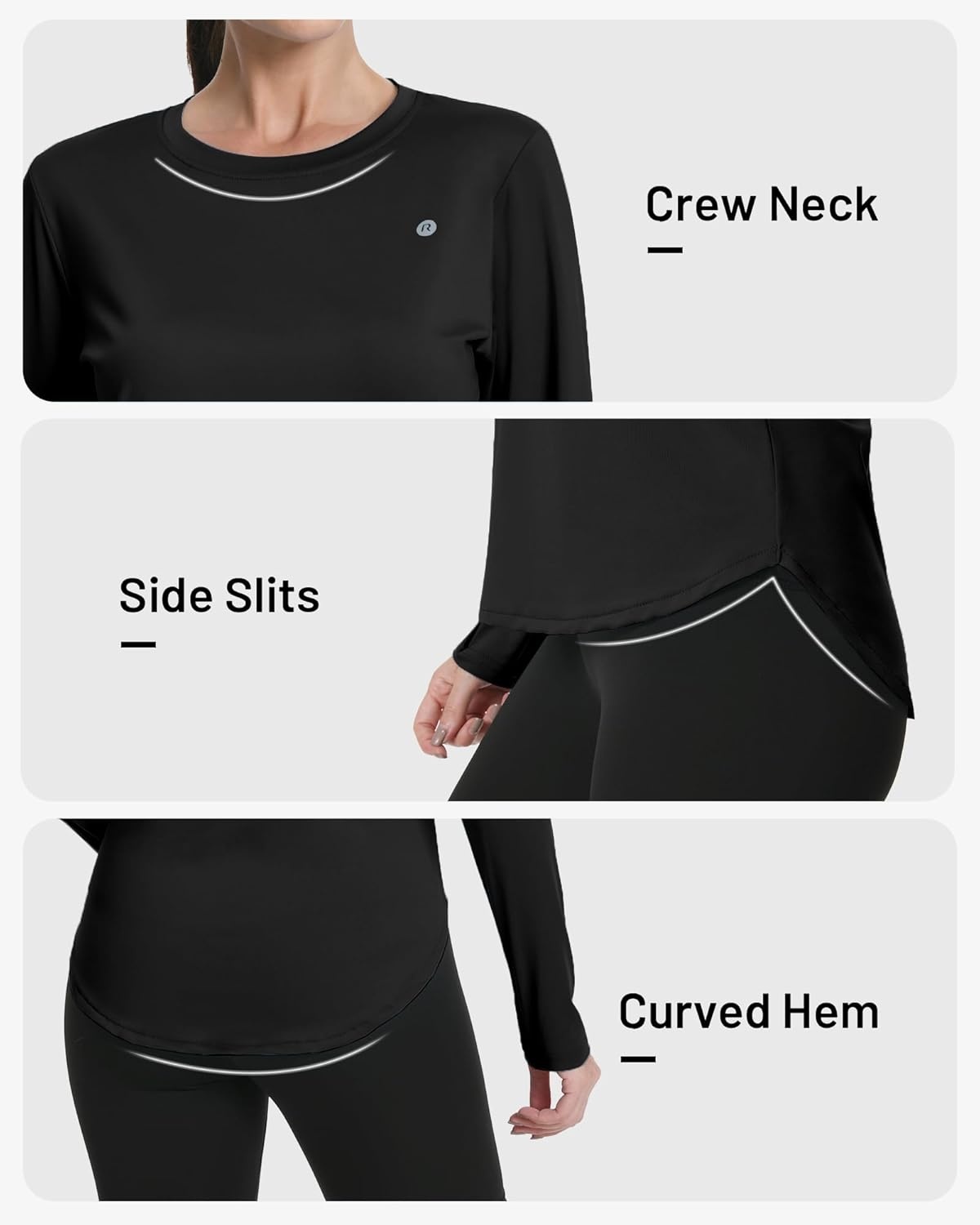image:imageRunhit Womens Sun Shirt Long Sleeve UPF 50 Sun Protection Lightweight Tops SPF Quick Dry Workout Hiking Rash GuardBlack