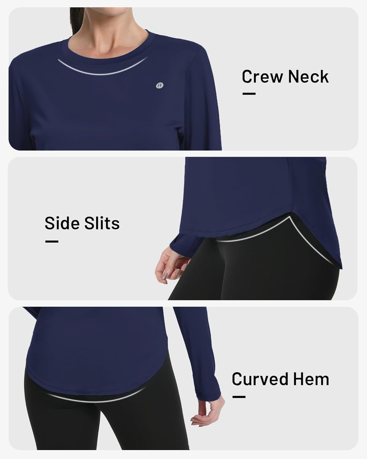 image:imageRunhit Womens Sun Shirt Long Sleeve UPF 50 Sun Protection Lightweight Tops SPF Quick Dry Workout Hiking Rash GuardDeep Sea Blue