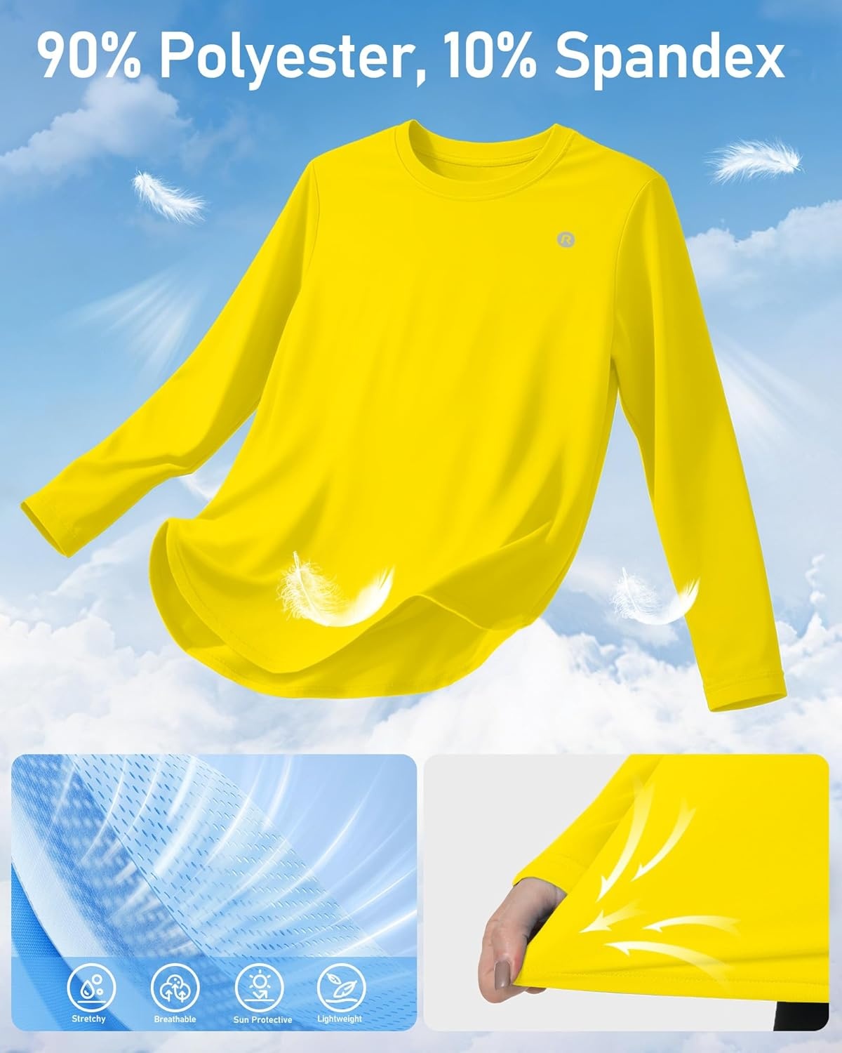 image:imageRunhit Womens Sun Shirt Long Sleeve UPF 50 Sun Protection Lightweight Tops SPF Quick Dry Workout Hiking Rash GuardGolden Yellow