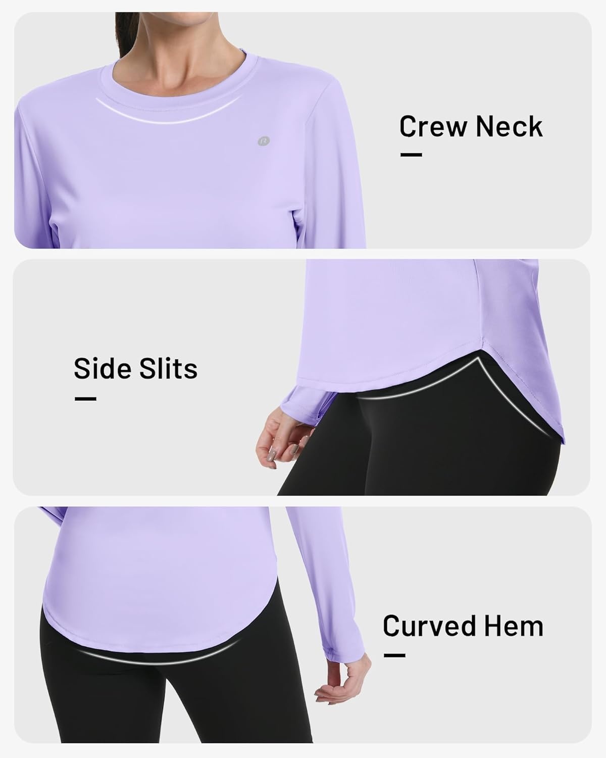 image:imageRunhit Womens Sun Shirt Long Sleeve UPF 50 Sun Protection Lightweight Tops SPF Quick Dry Workout Hiking Rash GuardLight Purple