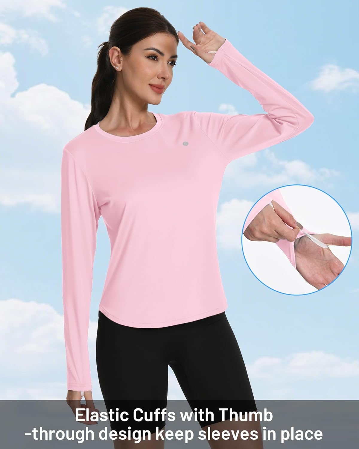 image:imageRunhit Womens Sun Shirt Long Sleeve UPF 50 Sun Protection Lightweight Tops SPF Quick Dry Workout Hiking Rash GuardPink