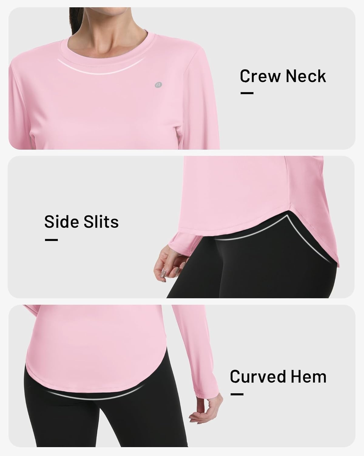 image:imageRunhit Womens Sun Shirt Long Sleeve UPF 50 Sun Protection Lightweight Tops SPF Quick Dry Workout Hiking Rash GuardPink