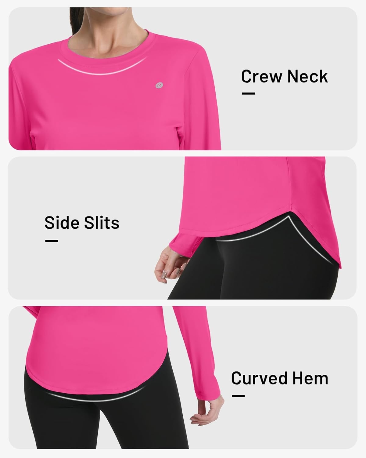 image:imageRunhit Womens Sun Shirt Long Sleeve UPF 50 Sun Protection Lightweight Tops SPF Quick Dry Workout Hiking Rash GuardRose Red