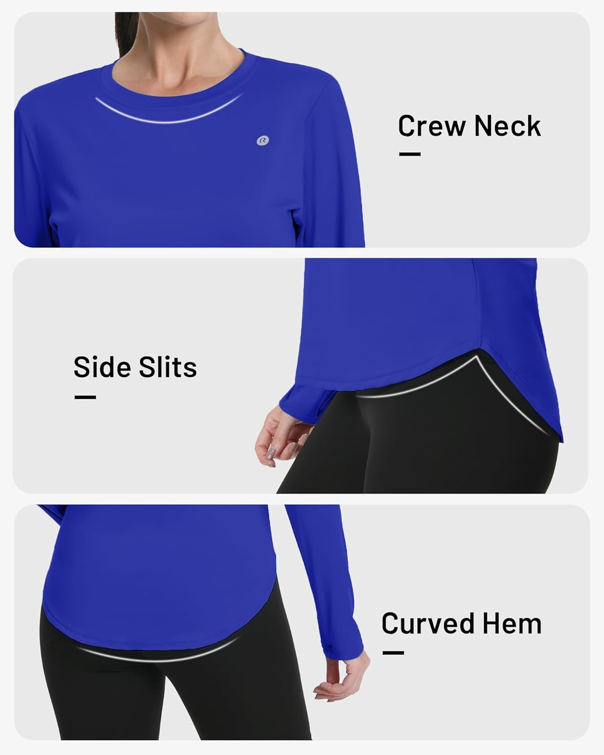 image:imageRunhit Womens Sun Shirt Long Sleeve UPF 50 Sun Protection Lightweight Tops SPF Quick Dry Workout Hiking Rash GuardRoyal Blue