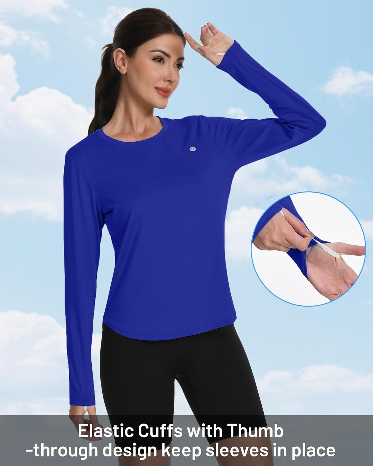 image:imageRunhit Womens Sun Shirt Long Sleeve UPF 50 Sun Protection Lightweight Tops SPF Quick Dry Workout Hiking Rash GuardRoyal Blue