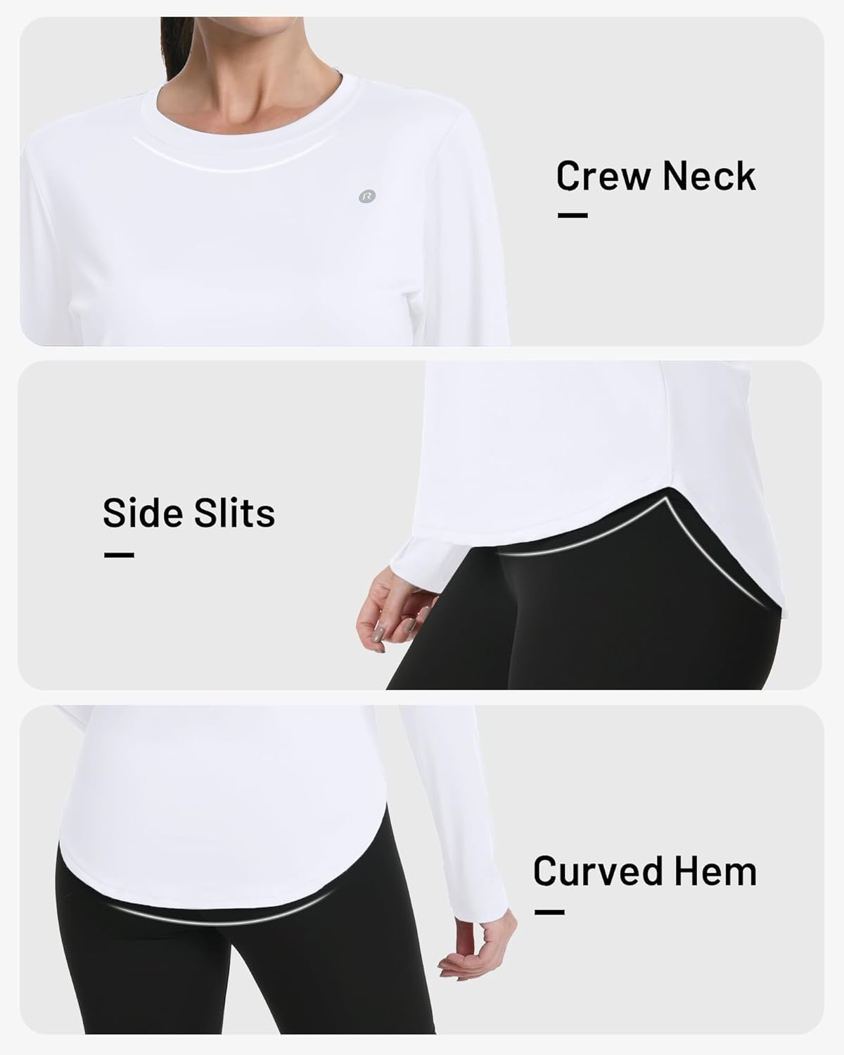 image:imageRunhit Womens Sun Shirt Long Sleeve UPF 50 Sun Protection Lightweight Tops SPF Quick Dry Workout Hiking Rash GuardWhite
