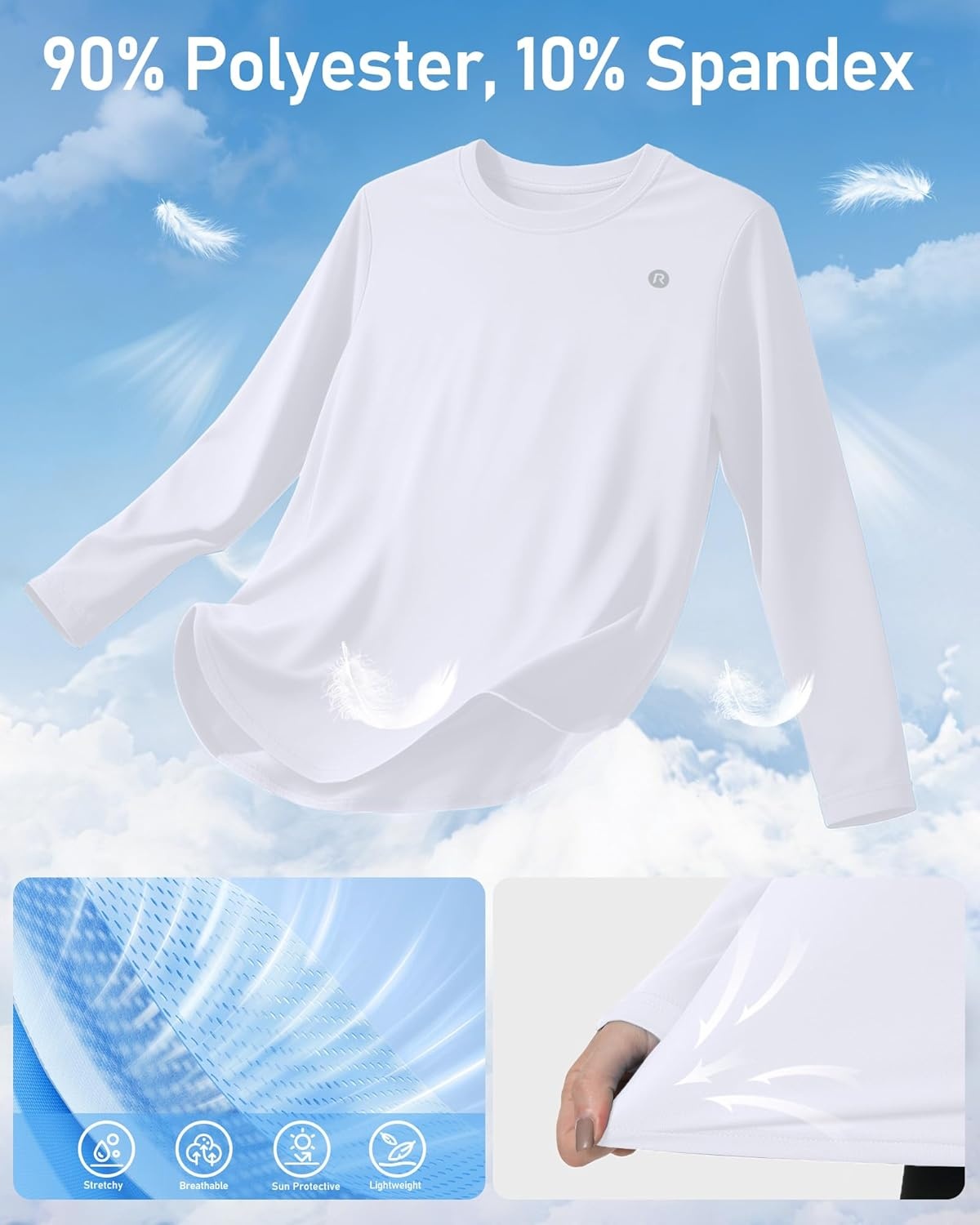 image:imageRunhit Womens Sun Shirt Long Sleeve UPF 50 Sun Protection Lightweight Tops SPF Quick Dry Workout Hiking Rash GuardWhite