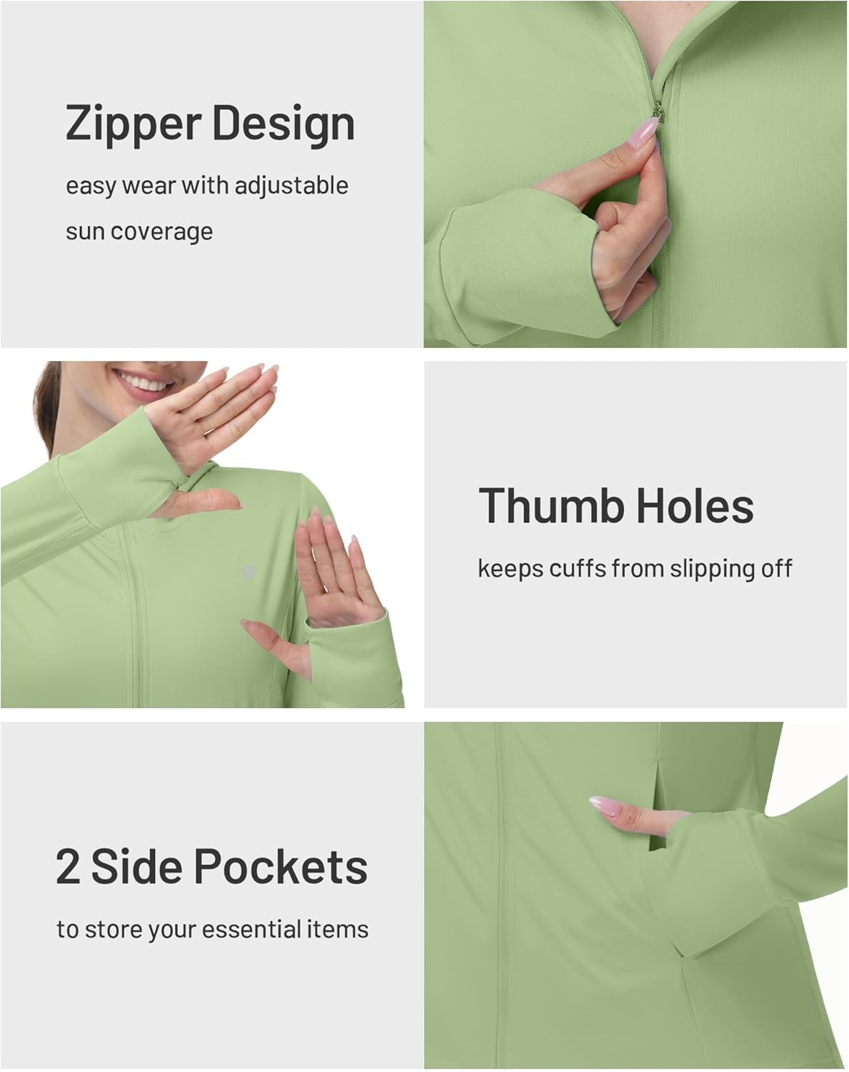 image:imageRunhit Womens UPF 50 Sun Protection Jacket Hoodie Lightweight Zip Up Long Sleeve Sun Shirt with Pockets for Hiking WorkoutOlive Green