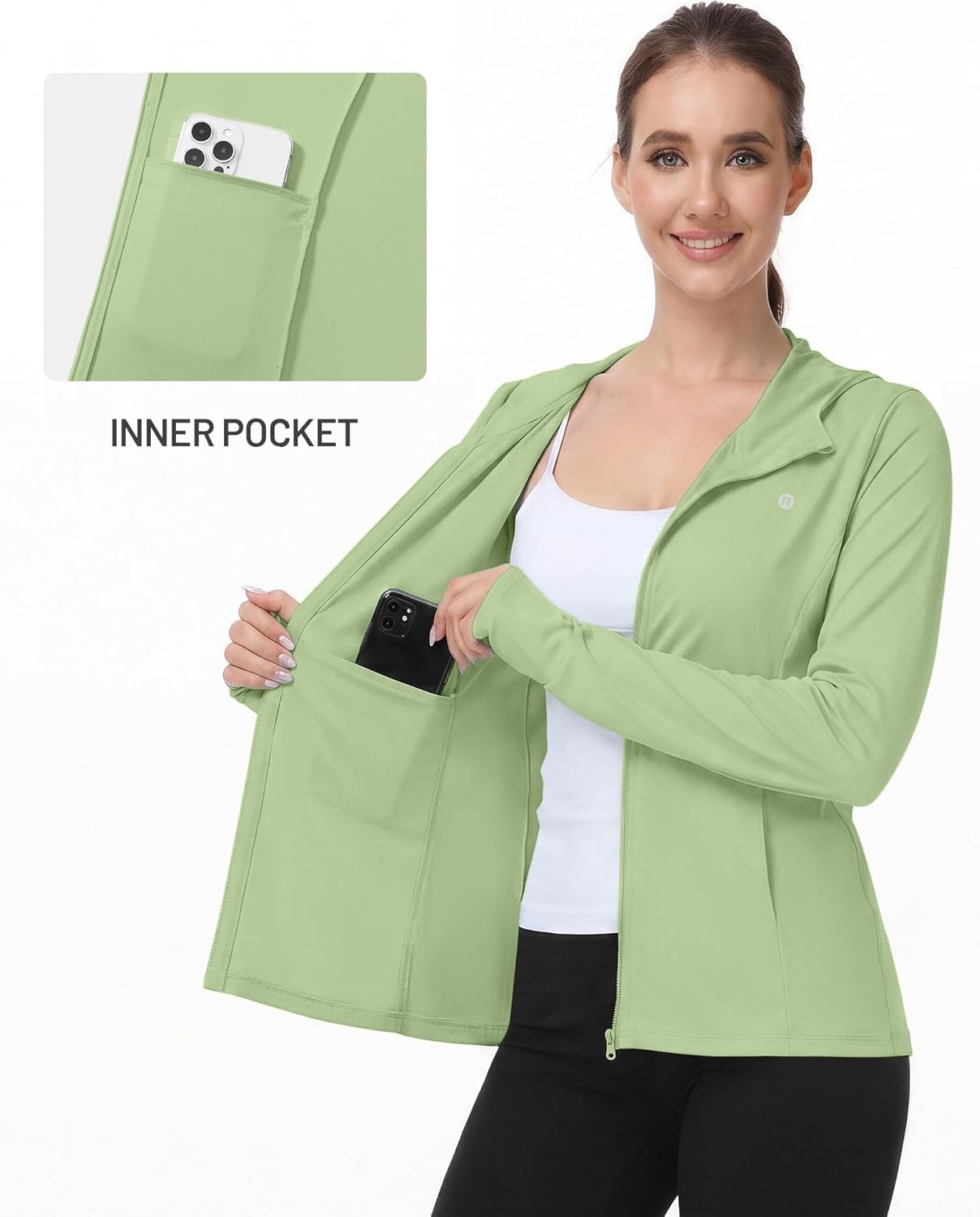 image:imageRunhit Womens UPF 50 Sun Protection Jacket Hoodie Lightweight Zip Up Long Sleeve Sun Shirt with Pockets for Hiking WorkoutOlive Green