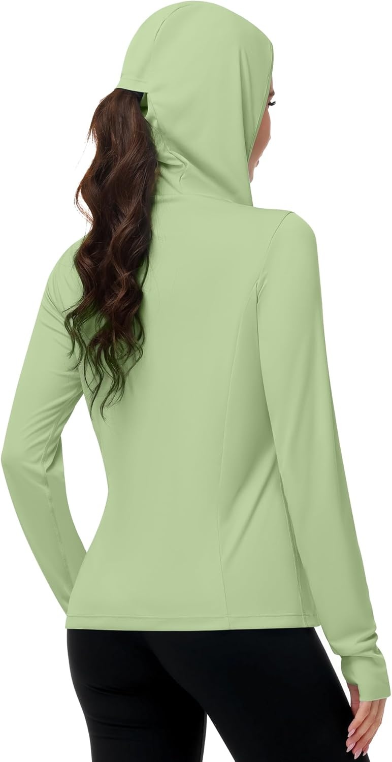 image:imageRunhit Womens UPF 50 Sun Protection Jacket Hoodie Lightweight Zip Up Long Sleeve Sun Shirt with Pockets for Hiking WorkoutOlive Green