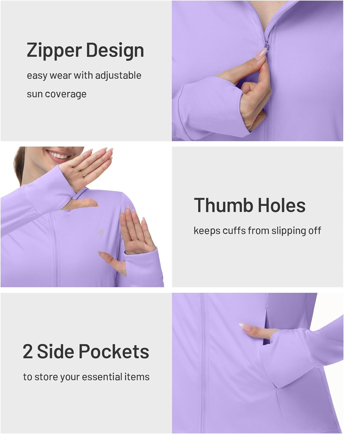 image:imageRunhit Womens UPF 50 Sun Protection Jacket Hoodie Lightweight Zip Up Long Sleeve Sun Shirt with Pockets for Hiking WorkoutPurple