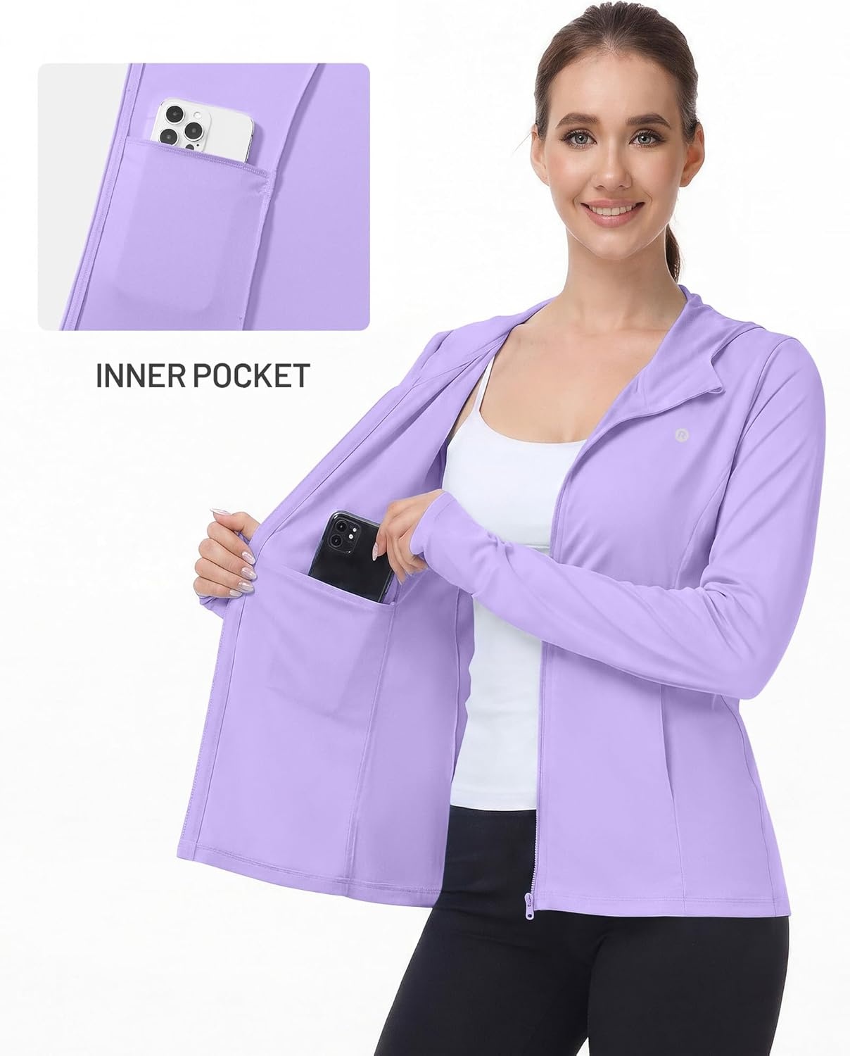 image:imageRunhit Womens UPF 50 Sun Protection Jacket Hoodie Lightweight Zip Up Long Sleeve Sun Shirt with Pockets for Hiking WorkoutPurple