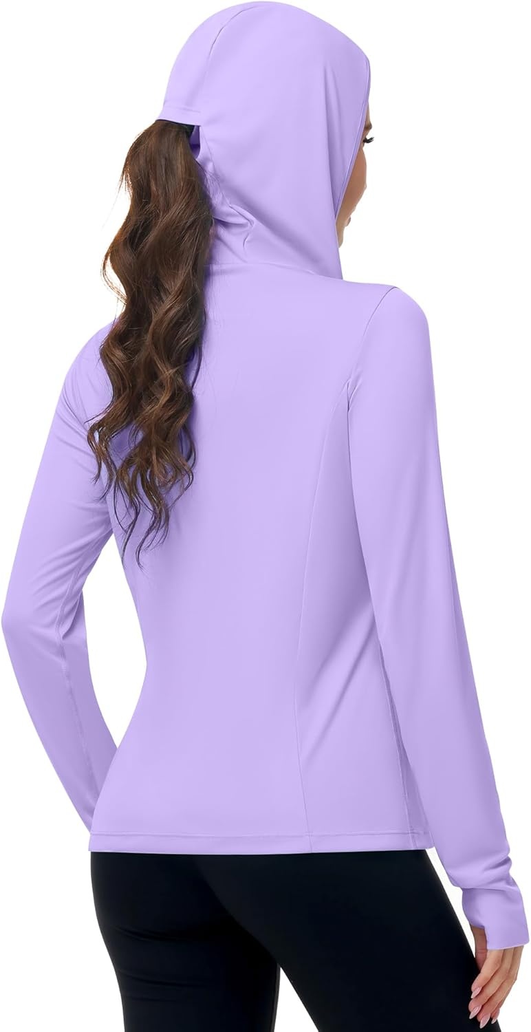 image:imageRunhit Womens UPF 50 Sun Protection Jacket Hoodie Lightweight Zip Up Long Sleeve Sun Shirt with Pockets for Hiking WorkoutPurple