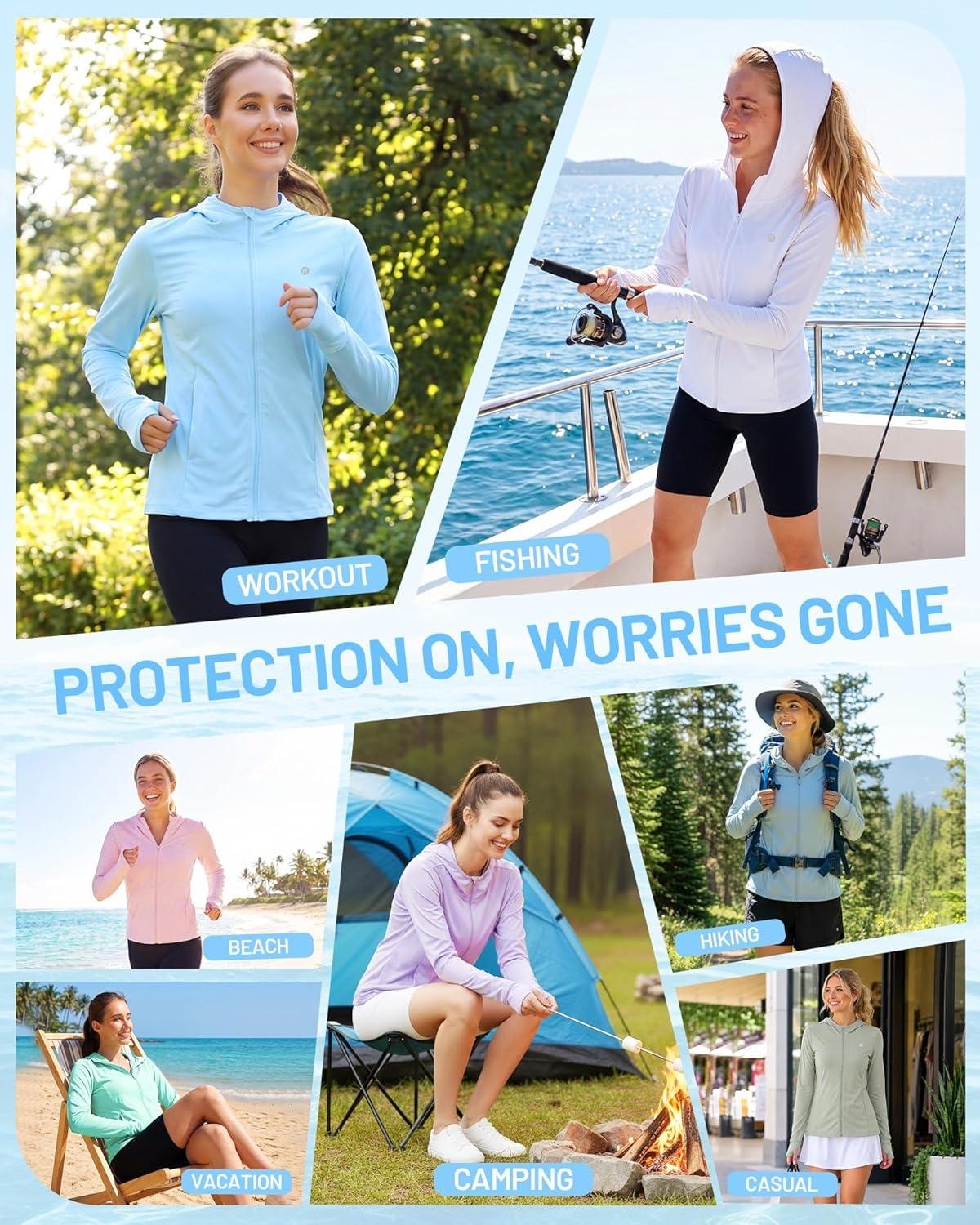 image:imageRunhit Womens UPF 50 Sun Protection Jacket Hoodie Lightweight Zip Up Long Sleeve Sun Shirt with Pockets for Hiking WorkoutRose Red
