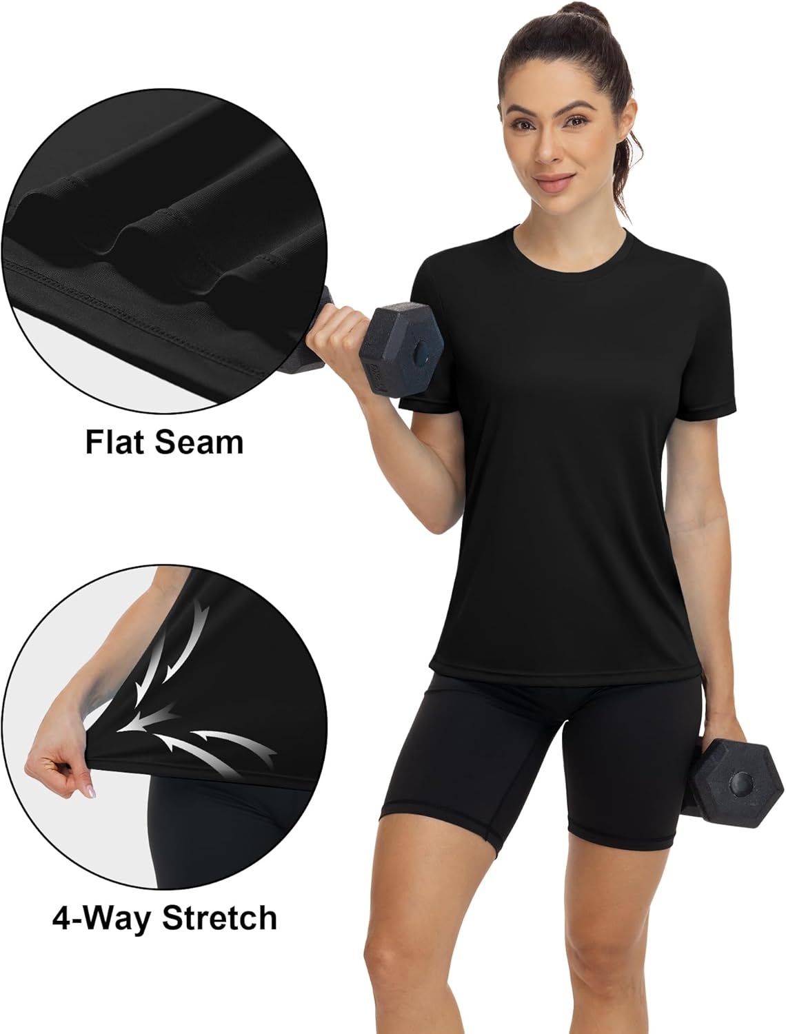 image:imageRunhit Womens UPF 50 Sun Protection Shirts Short Sleeve UV Rash Guard SPF Workout Tops TShirt Quick Dry Swim Hiking RunningBlack