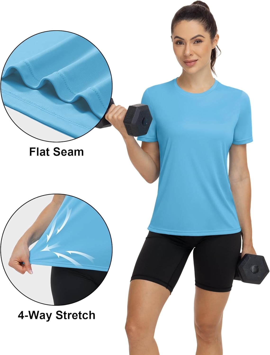 image:imageRunhit Womens UPF 50 Sun Protection Shirts Short Sleeve UV Rash Guard SPF Workout Tops TShirt Quick Dry Swim Hiking RunningBlue