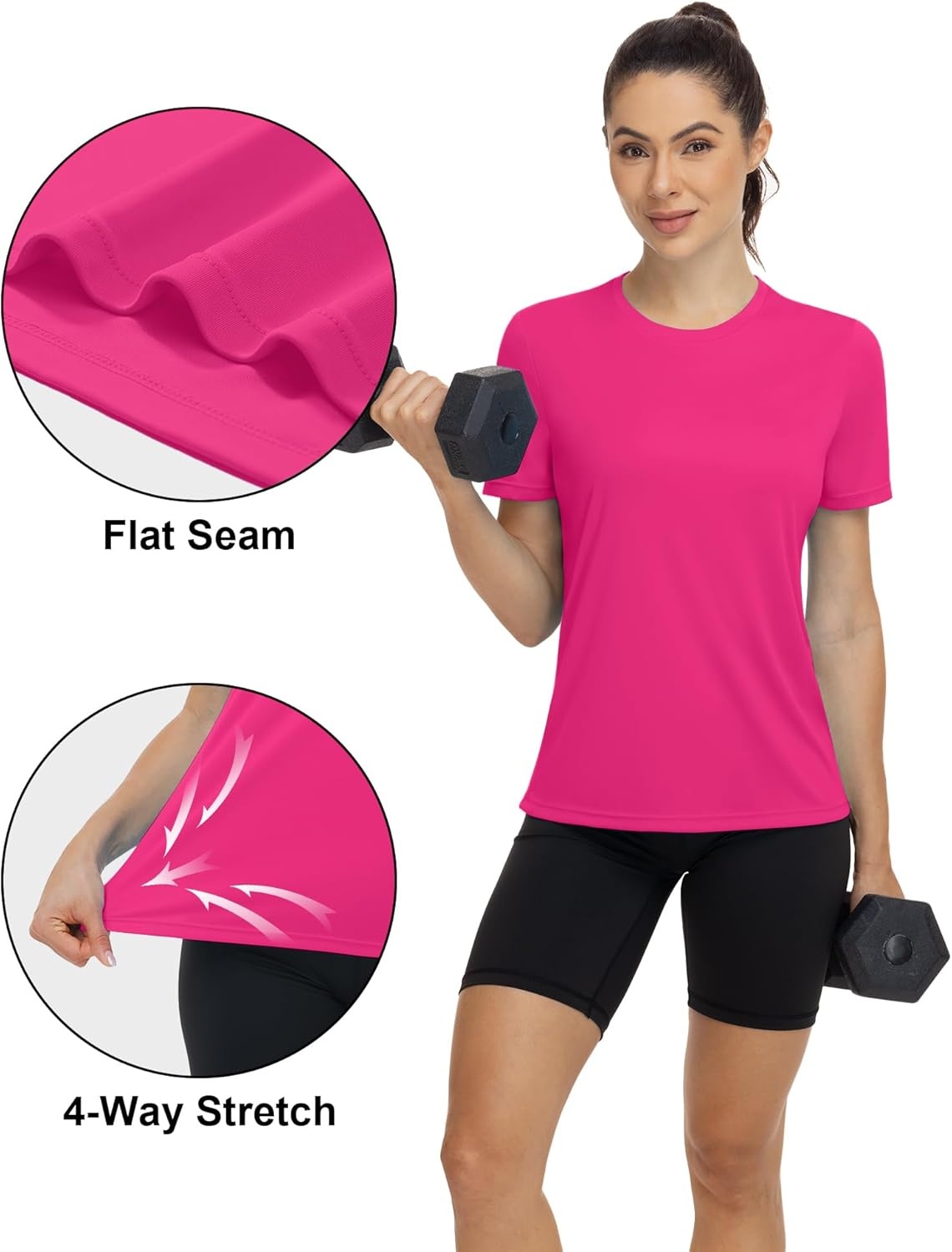 image:imageRunhit Womens UPF 50 Sun Protection Shirts Short Sleeve UV Rash Guard SPF Workout Tops TShirt Quick Dry Swim Hiking RunningHot Pink