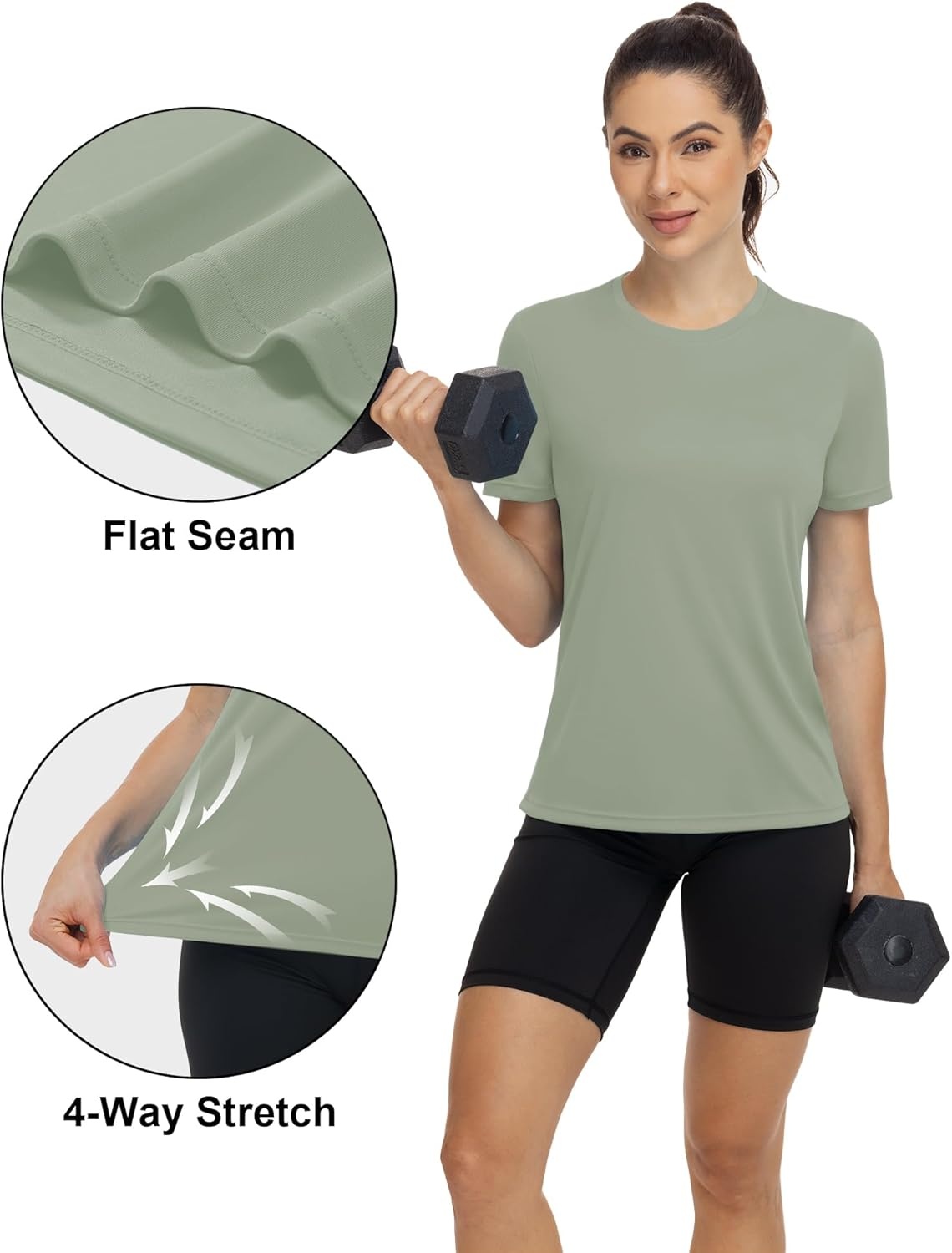 image:imageRunhit Womens UPF 50 Sun Protection Shirts Short Sleeve UV Rash Guard SPF Workout Tops TShirt Quick Dry Swim Hiking RunningLight Green