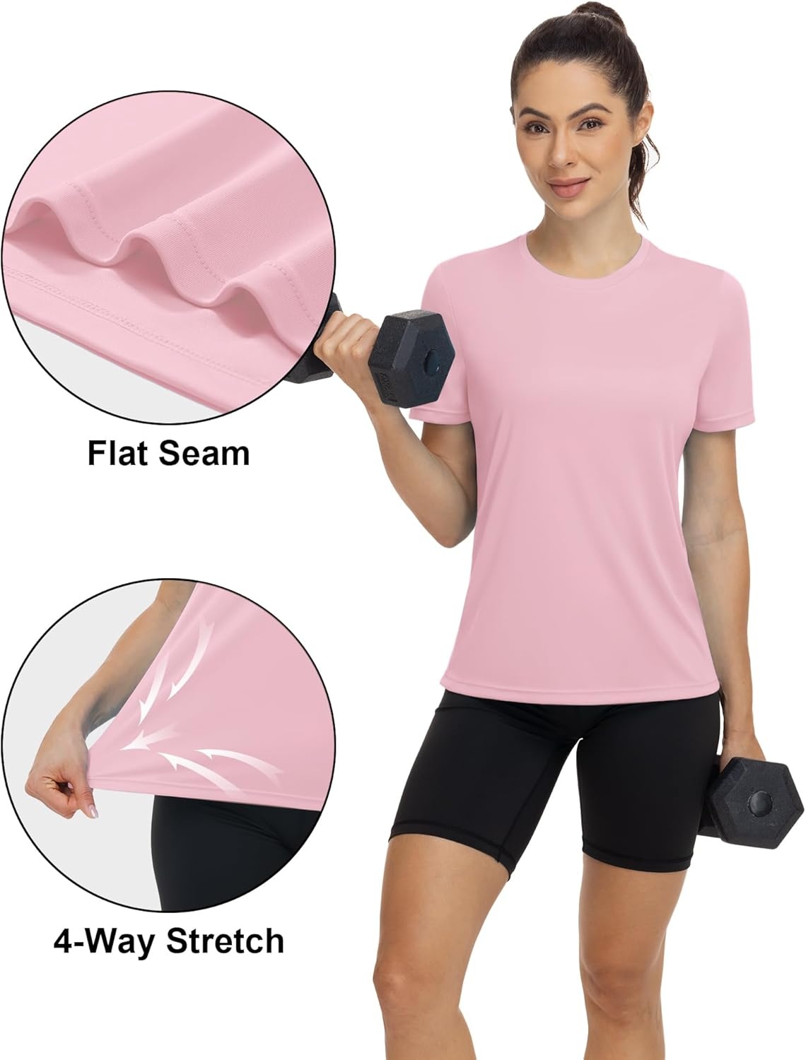 image:imageRunhit Womens UPF 50 Sun Protection Shirts Short Sleeve UV Rash Guard SPF Workout Tops TShirt Quick Dry Swim Hiking RunningLight Pink