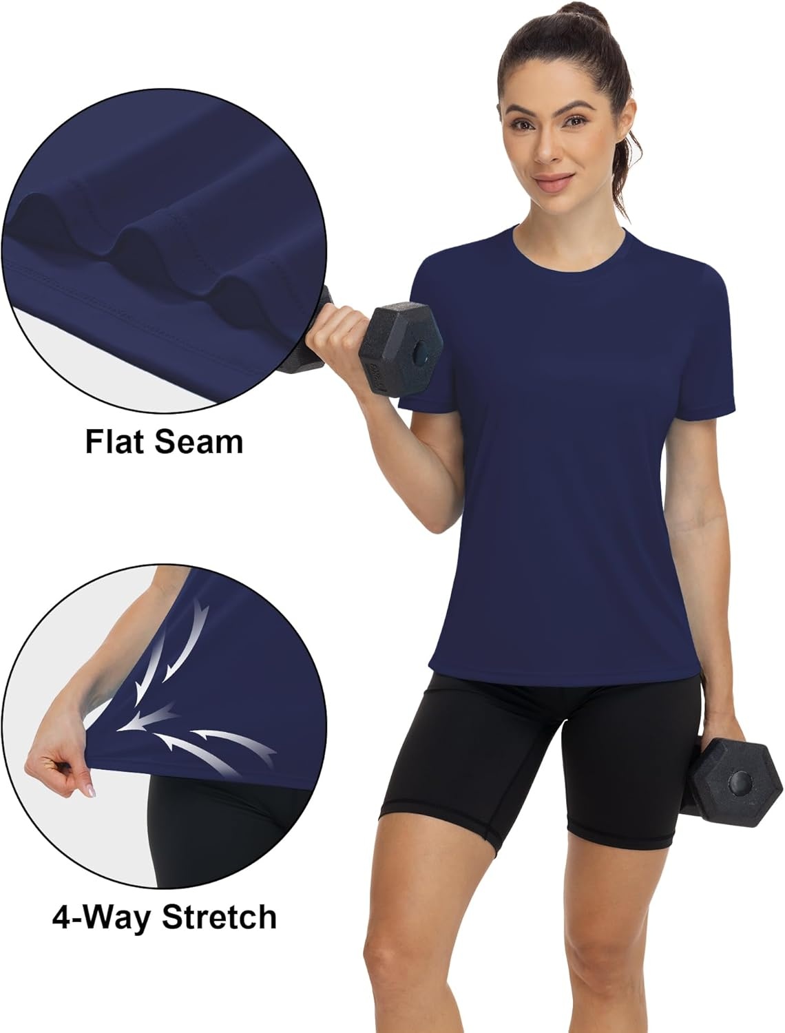 image:imageRunhit Womens UPF 50 Sun Protection Shirts Short Sleeve UV Rash Guard SPF Workout Tops TShirt Quick Dry Swim Hiking RunningNavy Blue