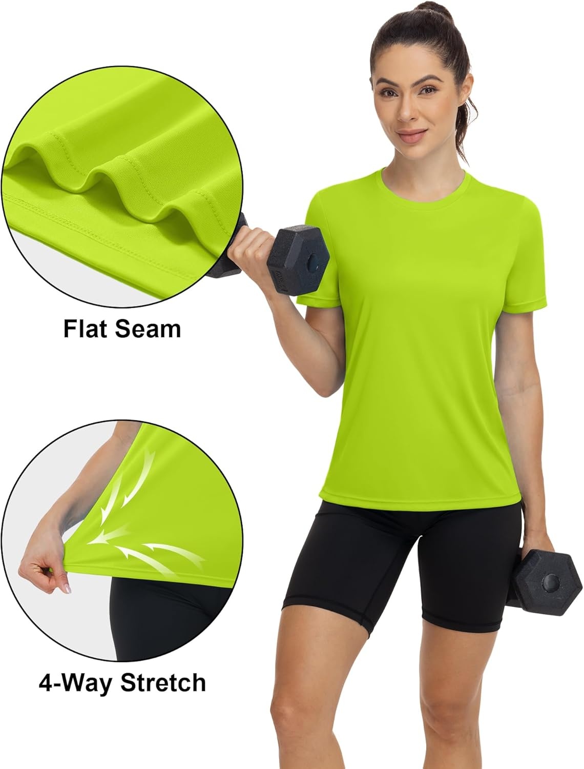 image:imageRunhit Womens UPF 50 Sun Protection Shirts Short Sleeve UV Rash Guard SPF Workout Tops TShirt Quick Dry Swim Hiking RunningNeon Green