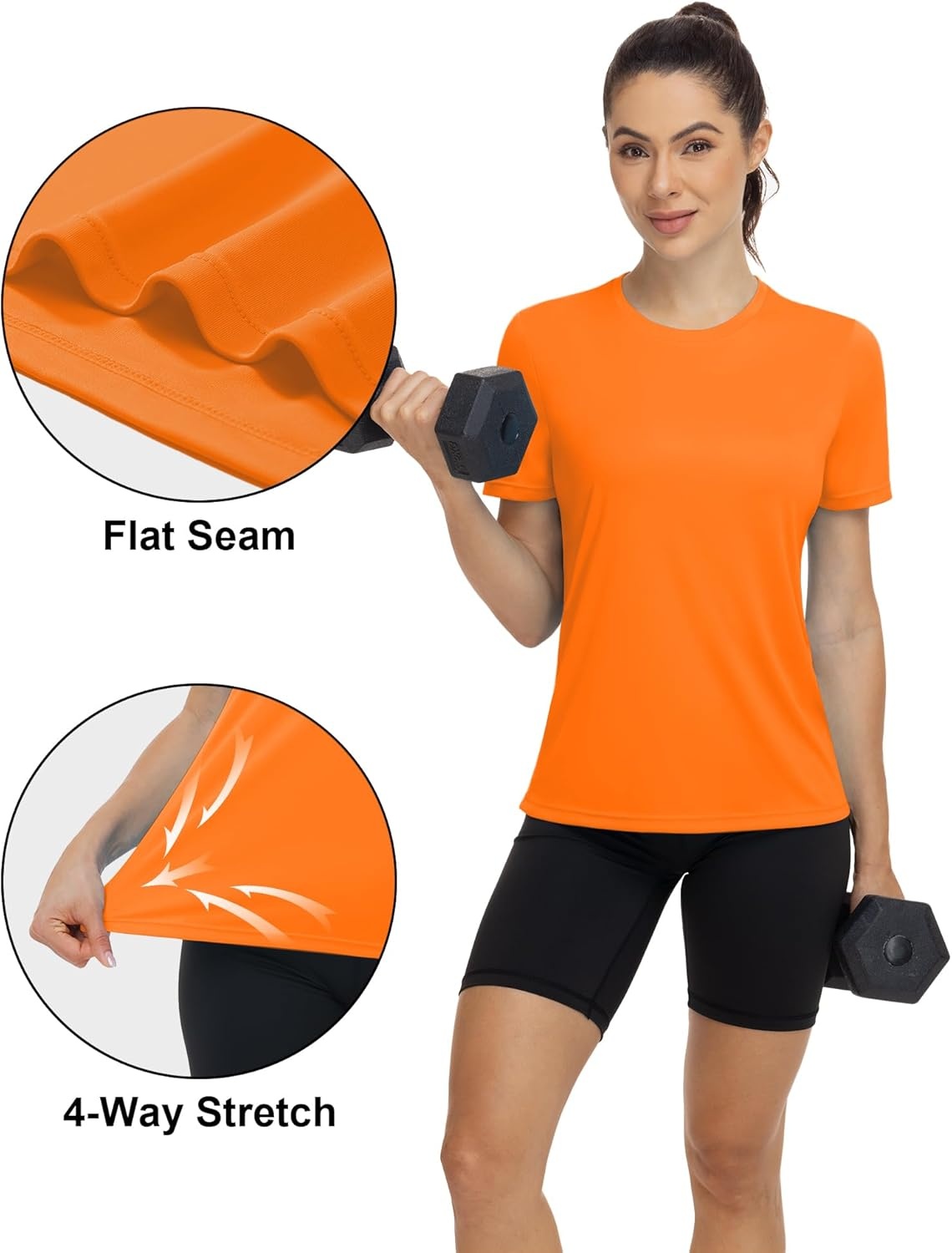 image:imageRunhit Womens UPF 50 Sun Protection Shirts Short Sleeve UV Rash Guard SPF Workout Tops TShirt Quick Dry Swim Hiking RunningOrange