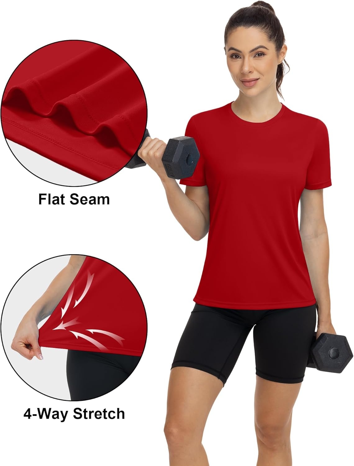 image:imageRunhit Womens UPF 50 Sun Protection Shirts Short Sleeve UV Rash Guard SPF Workout Tops TShirt Quick Dry Swim Hiking RunningRed