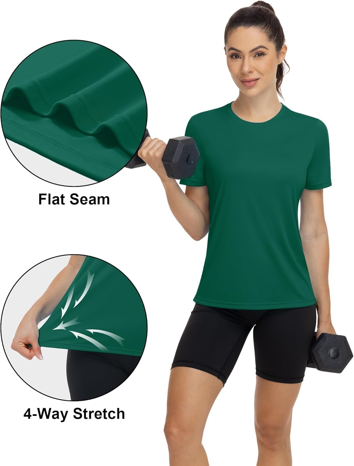 image:imageRunhit Womens UPF 50 Sun Protection Shirts Short Sleeve UV Rash Guard SPF Workout Tops TShirt Quick Dry Swim Hiking RunningTeal Green