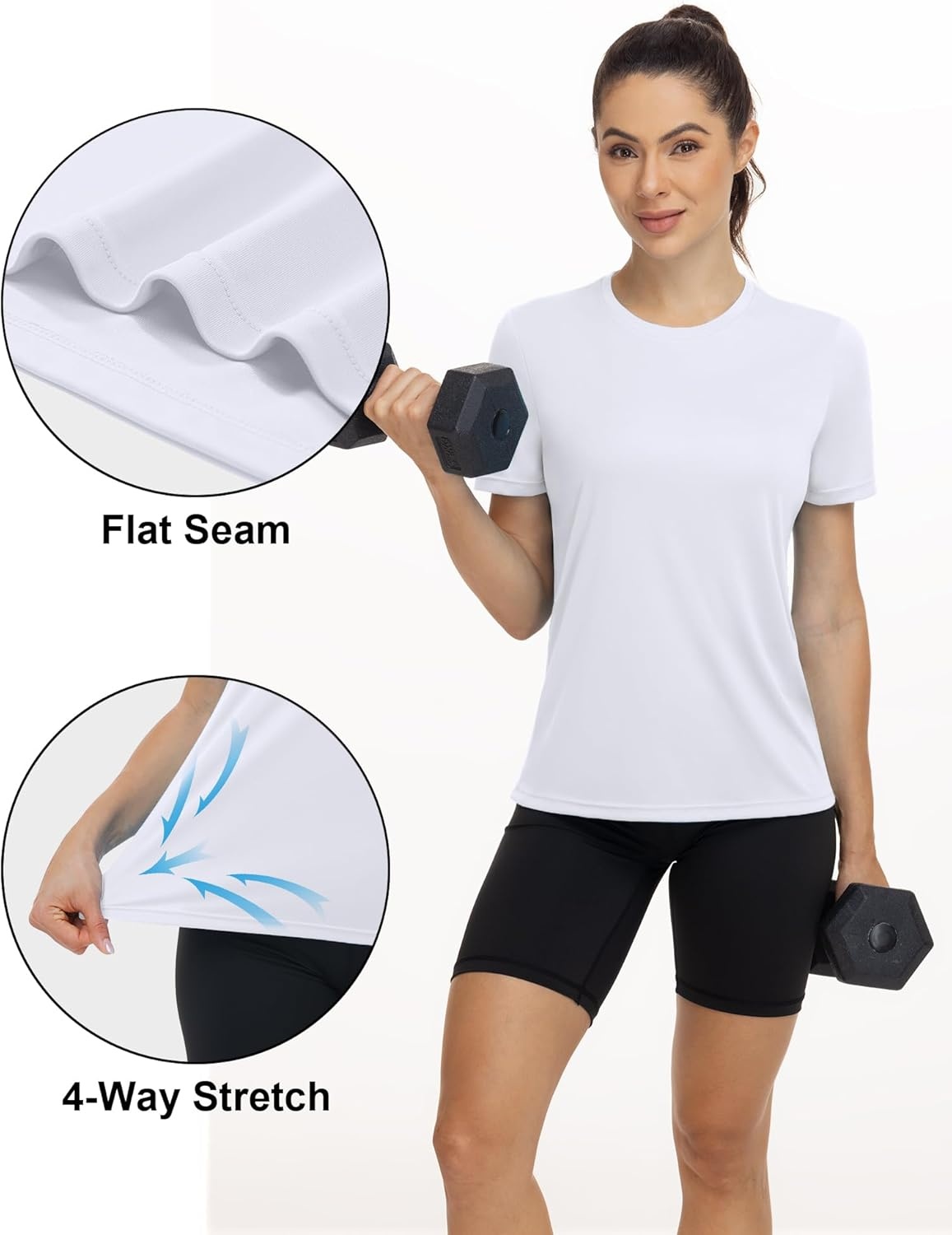 image:imageRunhit Womens UPF 50 Sun Protection Shirts Short Sleeve UV Rash Guard SPF Workout Tops TShirt Quick Dry Swim Hiking RunningWhite