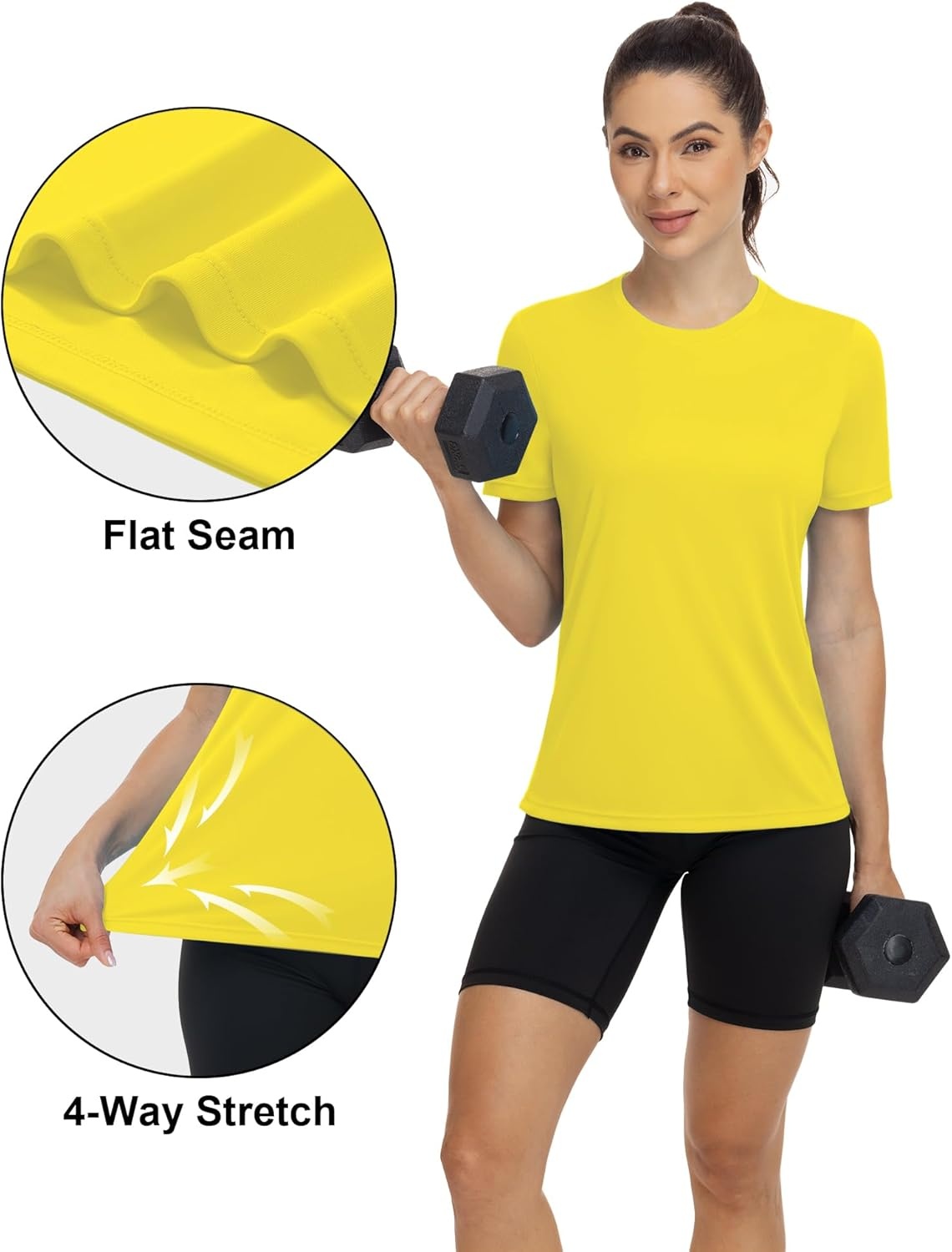 image:imageRunhit Womens UPF 50 Sun Protection Shirts Short Sleeve UV Rash Guard SPF Workout Tops TShirt Quick Dry Swim Hiking RunningYellow
