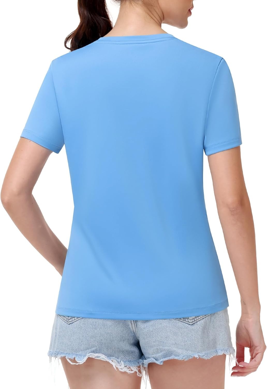 image:imageRunhit Womens Workout Tops Short Sleeve UPF 50 Athletic Sun Shirts Quick Dry V Neck TShirt Moisture Wicking Gym Hiking TeeBlue