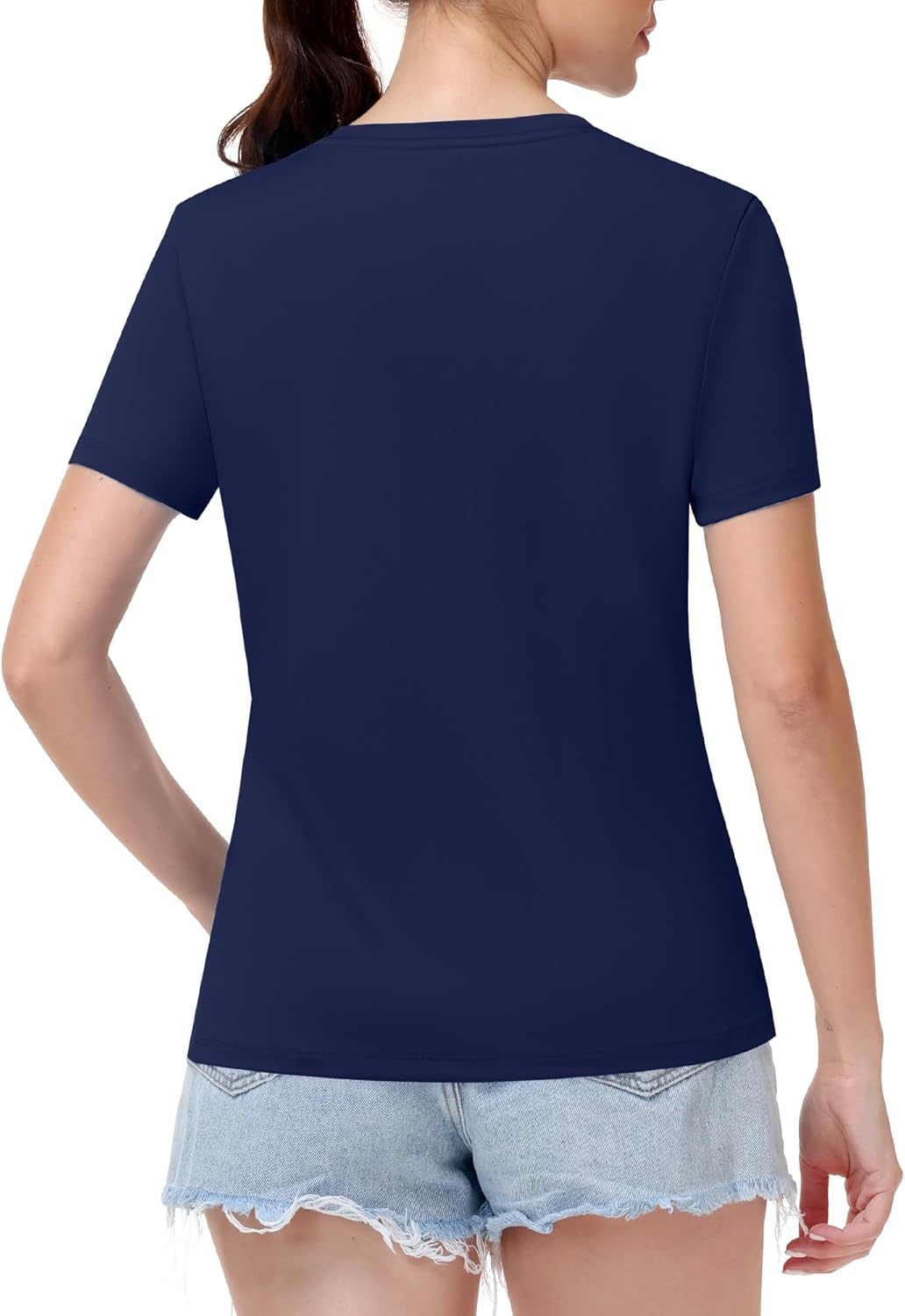 image:imageRunhit Womens Workout Tops Short Sleeve UPF 50 Athletic Sun Shirts Quick Dry V Neck TShirt Moisture Wicking Gym Hiking TeeDeep Blue