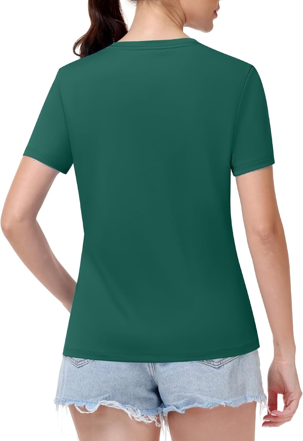 image:imageRunhit Womens Workout Tops Short Sleeve UPF 50 Athletic Sun Shirts Quick Dry V Neck TShirt Moisture Wicking Gym Hiking TeeGreen