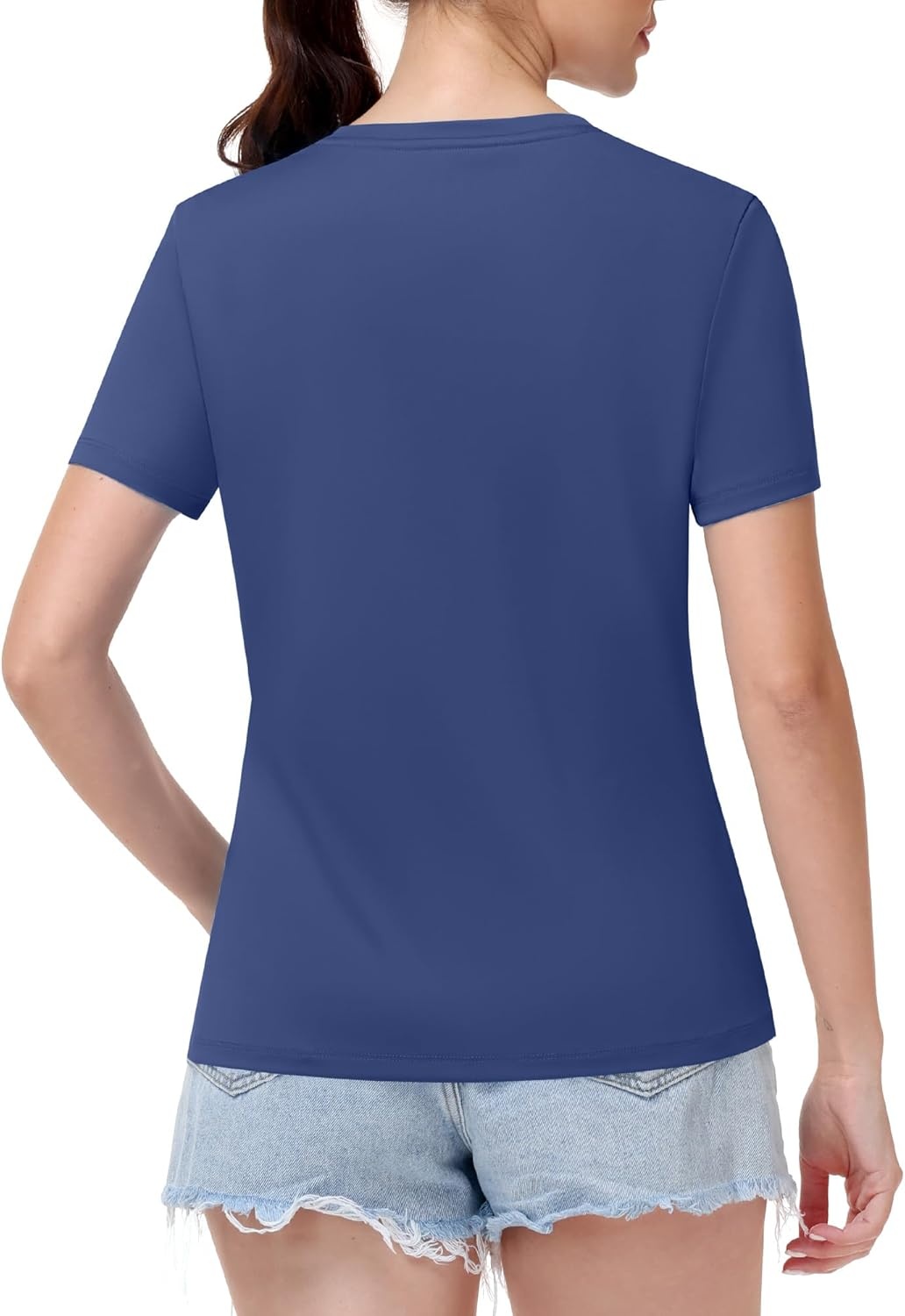 image:imageRunhit Womens Workout Tops Short Sleeve UPF 50 Athletic Sun Shirts Quick Dry V Neck TShirt Moisture Wicking Gym Hiking TeeNavy Blue