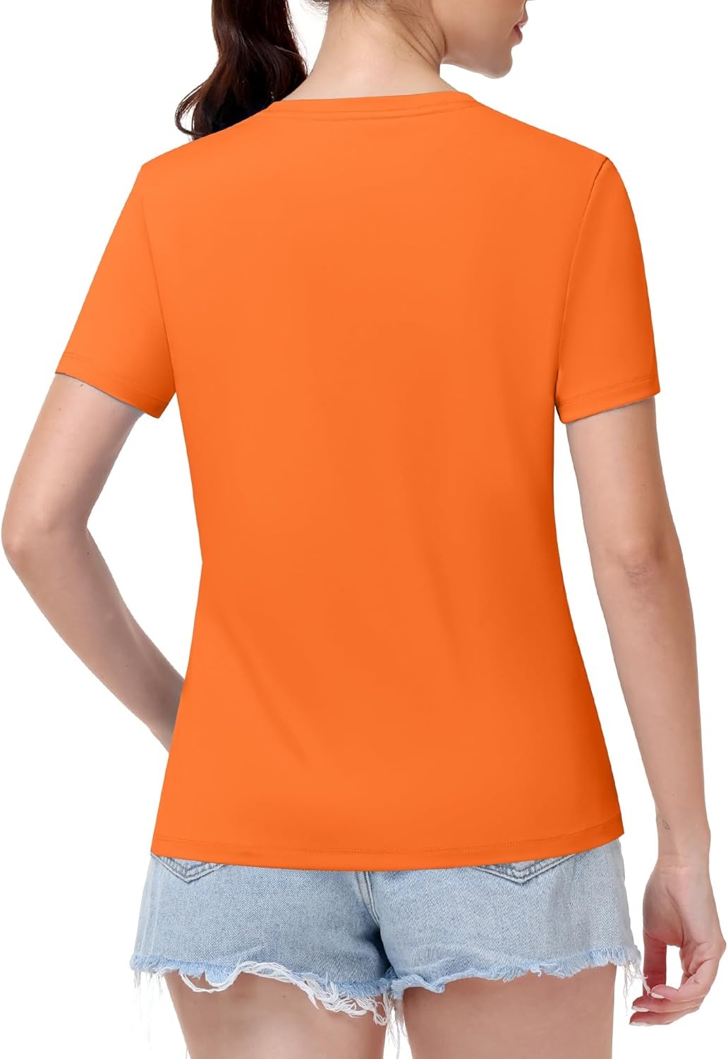image:imageRunhit Womens Workout Tops Short Sleeve UPF 50 Athletic Sun Shirts Quick Dry V Neck TShirt Moisture Wicking Gym Hiking TeeOrange