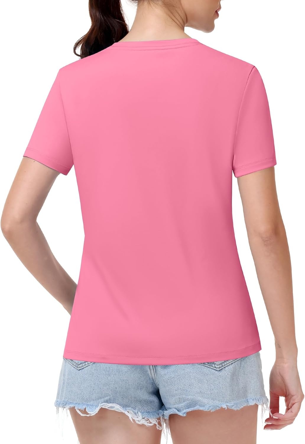 image:imageRunhit Womens Workout Tops Short Sleeve UPF 50 Athletic Sun Shirts Quick Dry V Neck TShirt Moisture Wicking Gym Hiking TeePink