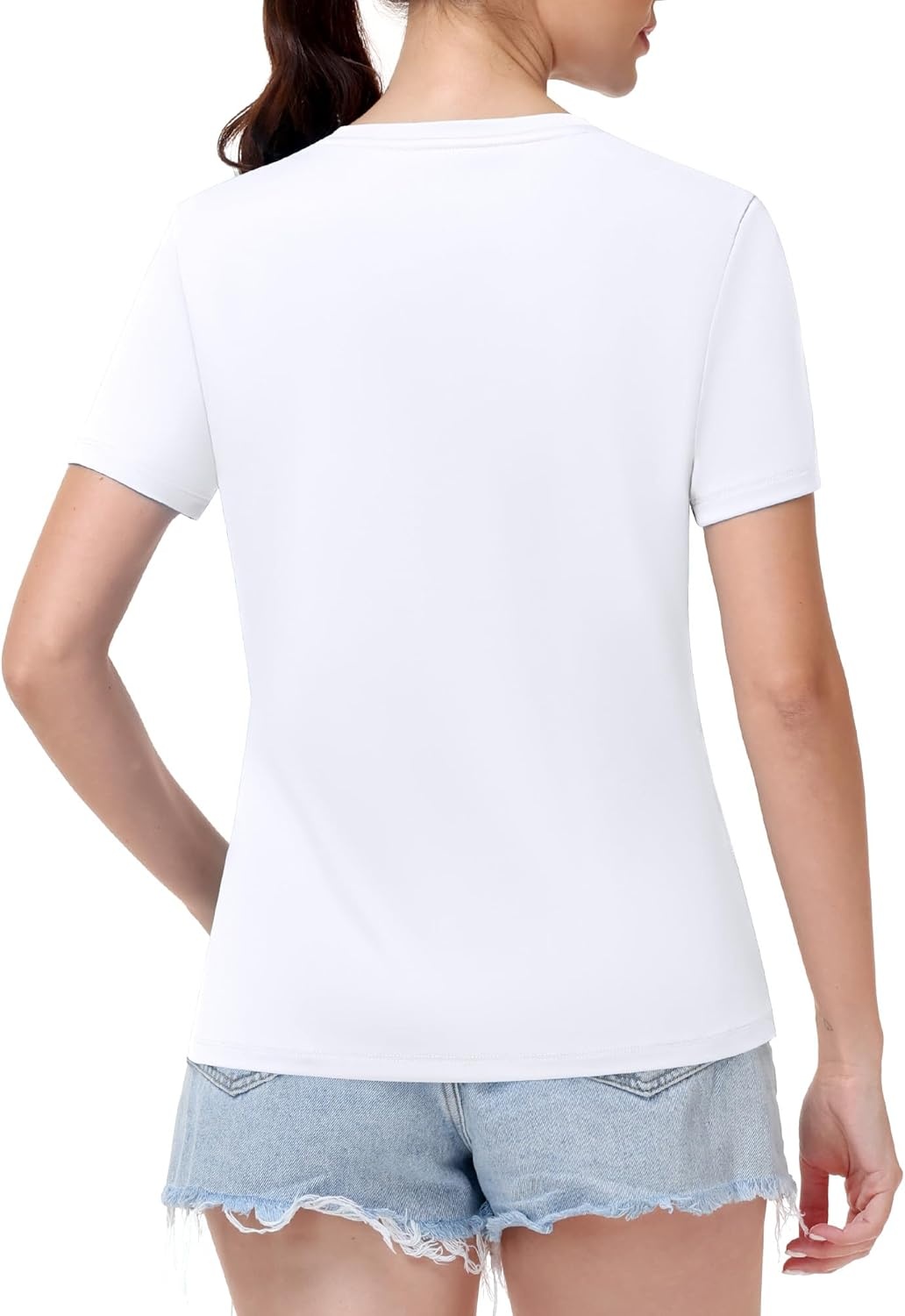 image:imageRunhit Womens Workout Tops Short Sleeve UPF 50 Athletic Sun Shirts Quick Dry V Neck TShirt Moisture Wicking Gym Hiking TeeWhite