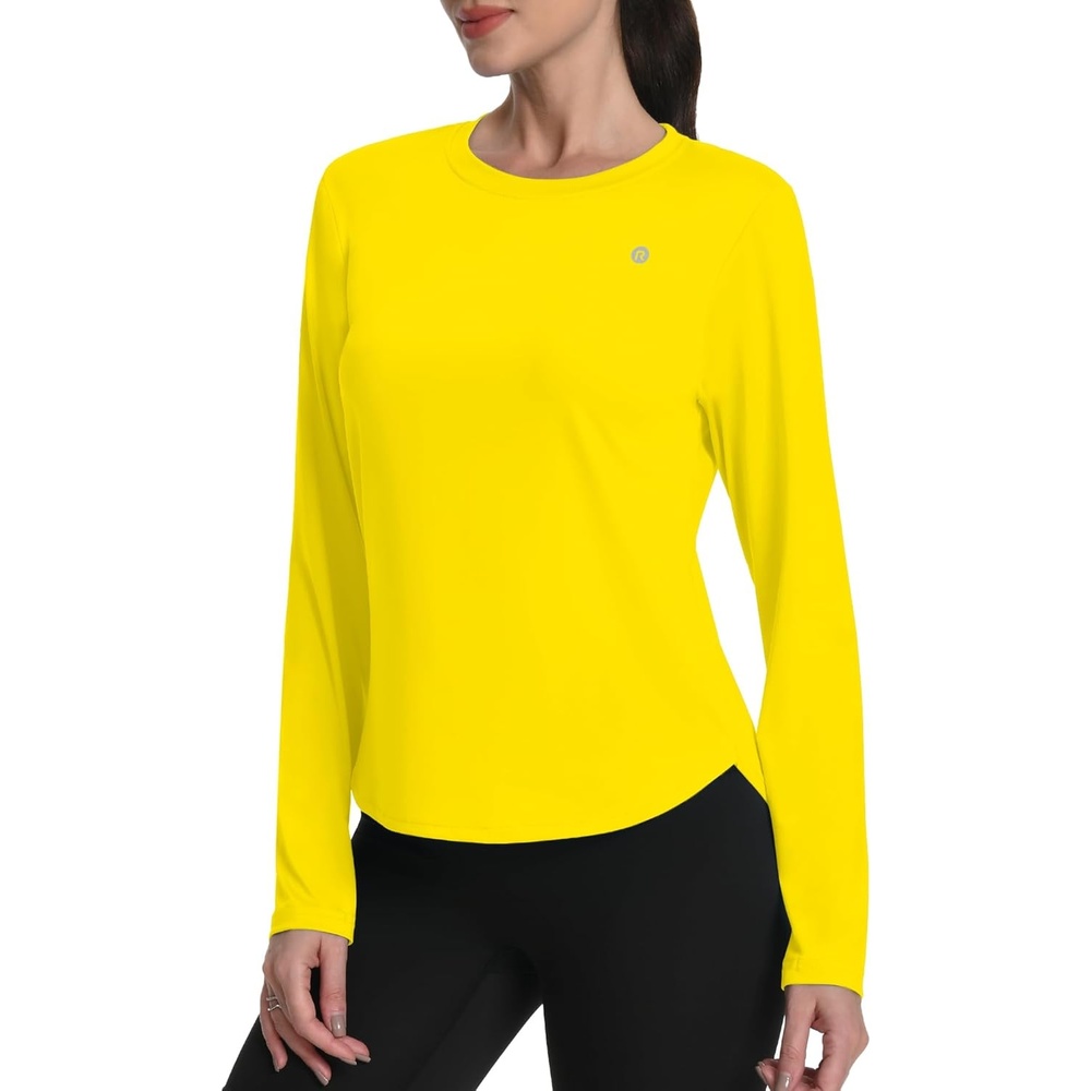 image:imageRunhit Womens Sun Shirt Long Sleeve UPF 50 Sun Protection Lightweight Tops SPF Quick Dry Workout Hiking Rash GuardGolden Yellow