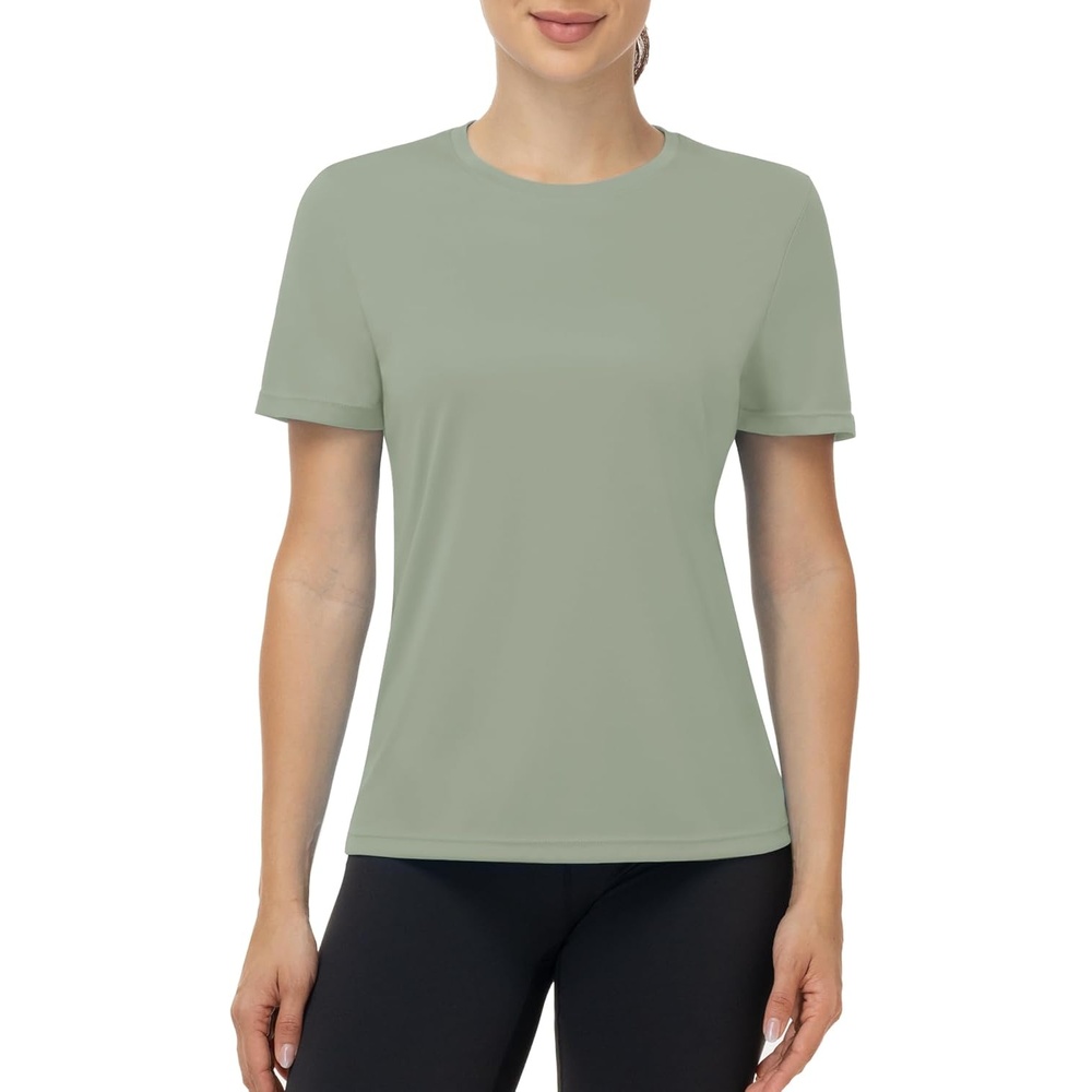 image:imageRunhit Womens UPF 50 Sun Protection Shirts Short Sleeve UV Rash Guard SPF Workout Tops TShirt Quick Dry Swim Hiking RunningLight Green