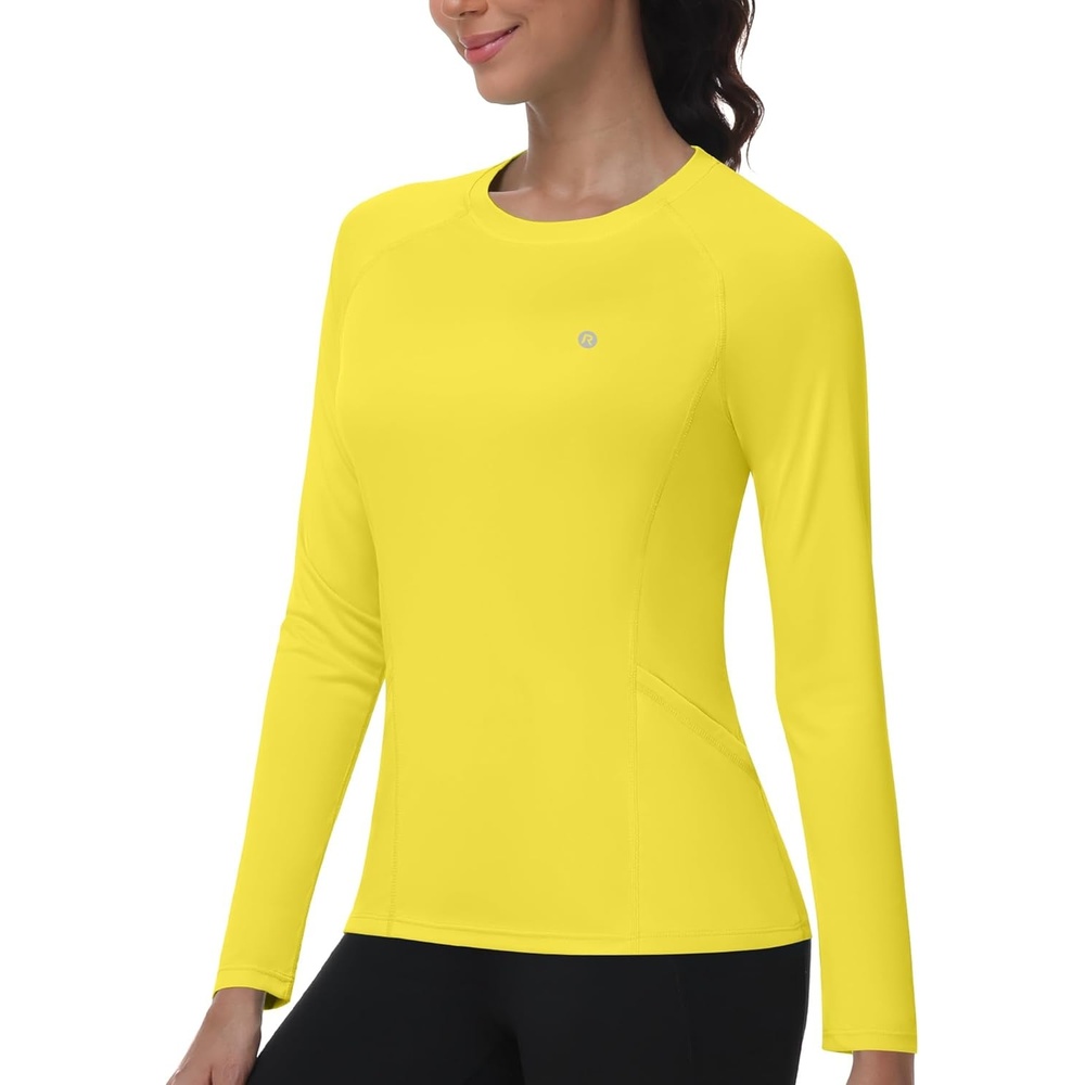 image:imageRunhit Womens UPF 50 Sun Shirts with Pockets Long Sleeve UV Protection Swim Rash Guard Lightweight Quick Dry Workout HikingGolden Yellow