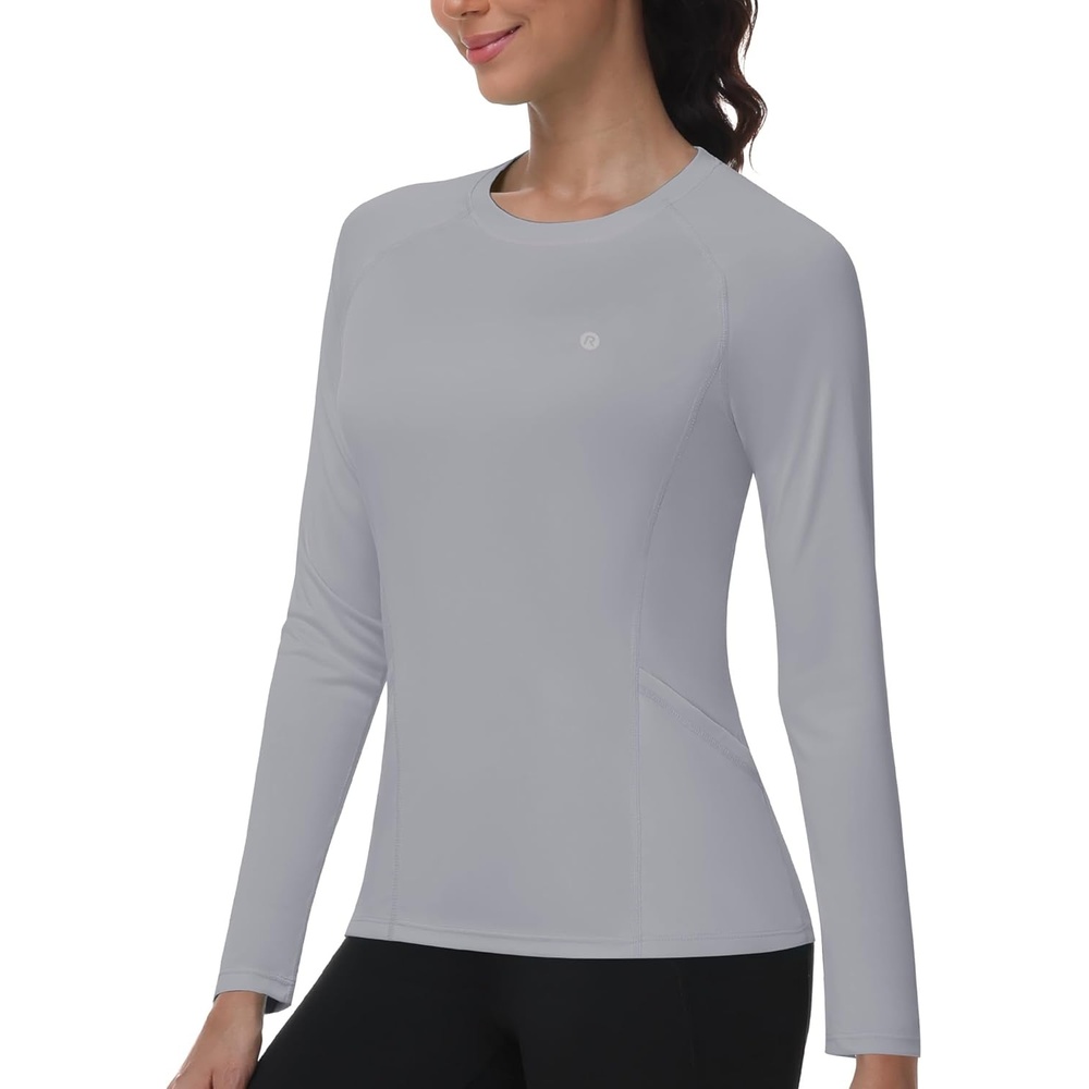 image:imageRunhit Womens UPF 50 Sun Shirts with Pockets Long Sleeve UV Protection Swim Rash Guard Lightweight Quick Dry Workout HikingGray