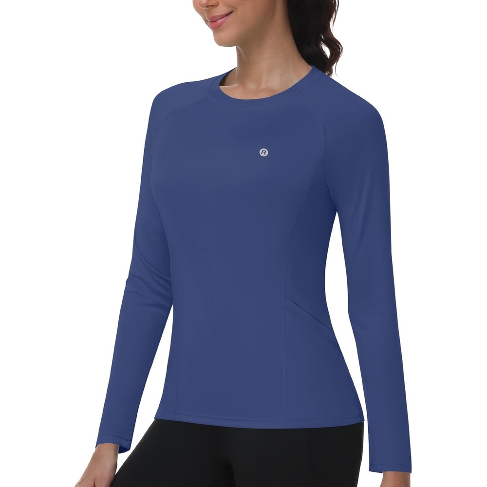 image:imageRunhit Womens UPF 50 Sun Shirts with Pockets Long Sleeve UV Protection Swim Rash Guard Lightweight Quick Dry Workout HikingNavy Blue